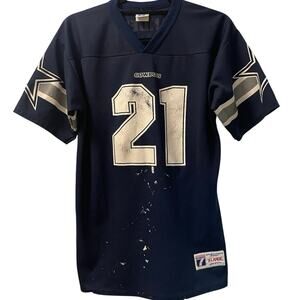 Vintage 90s Deion Sanders Cowboys Paint Splattered Jersey Youth XL/ Adult Small